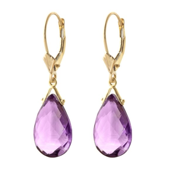 14K. GOLD LEVERBACK EARRING W BRIOLETTE AMETHYSTS - Picture 4 of 6